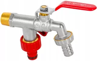 Diamantový guľový ventil 1/2'' kohútik dva 3/4 výstupy pre 1/2x3/4x3/4 hadicu